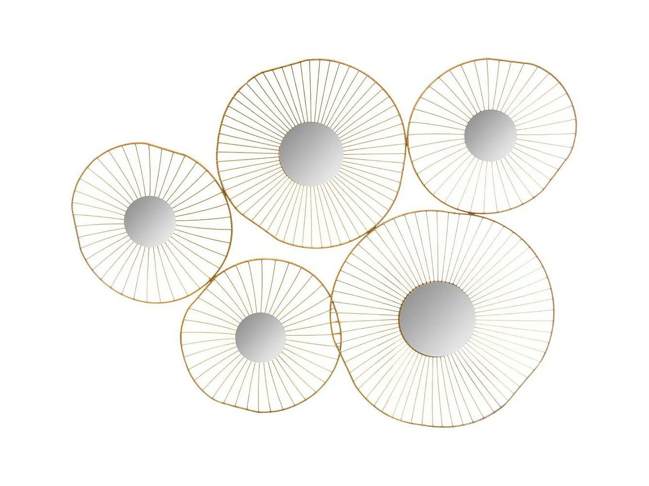 Décoration murale  5 Miroirs en Métal Doré 78 x 58 cm