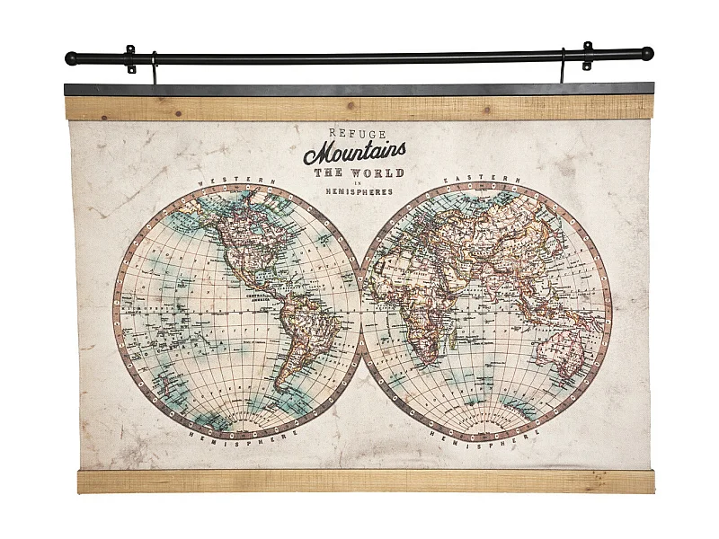 Toile décorative à suspendre Le Monde 100 x 78 cm