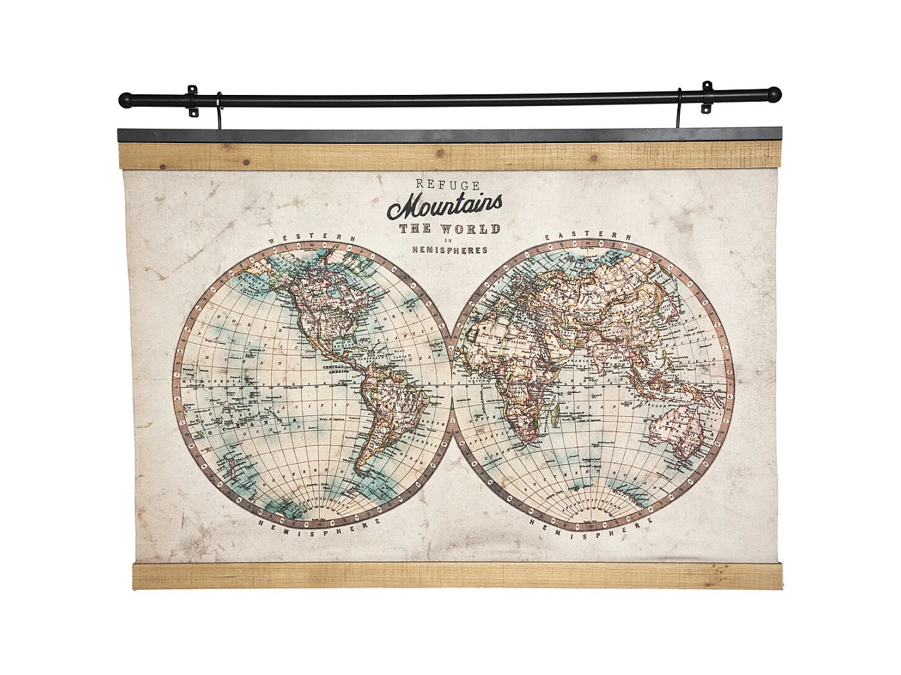 Toile décorative à suspendre Le Monde 100 x 78 cm