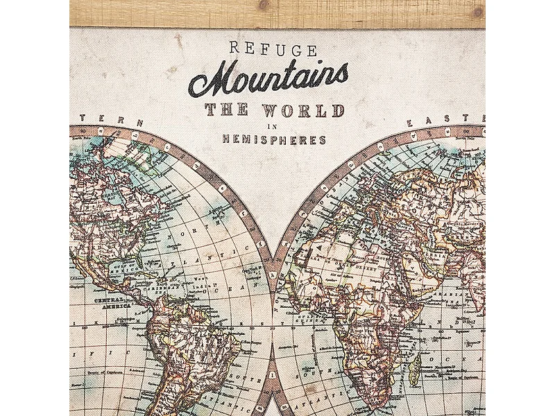 Toile décorative à suspendre Le Monde 100 x 78 cm