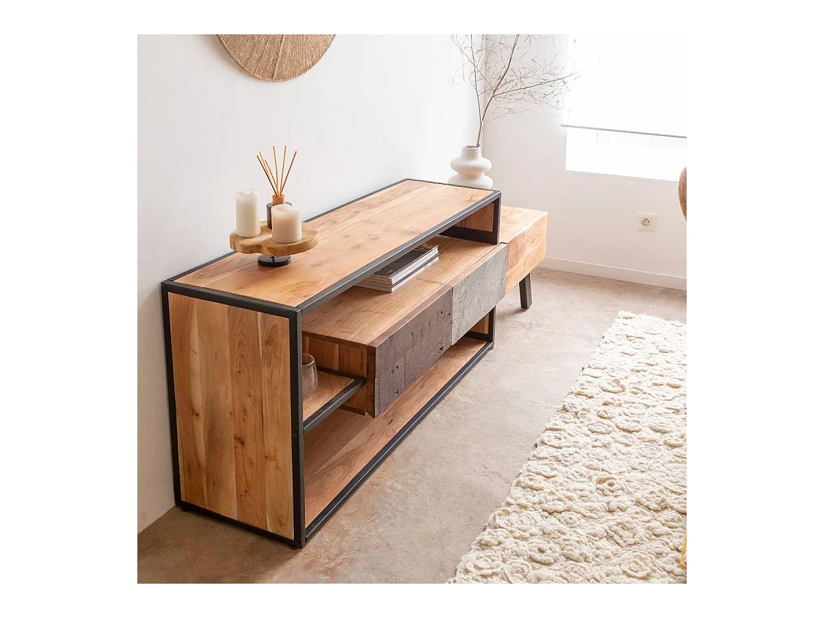 Meuble TV en bois d'acacia Ernest