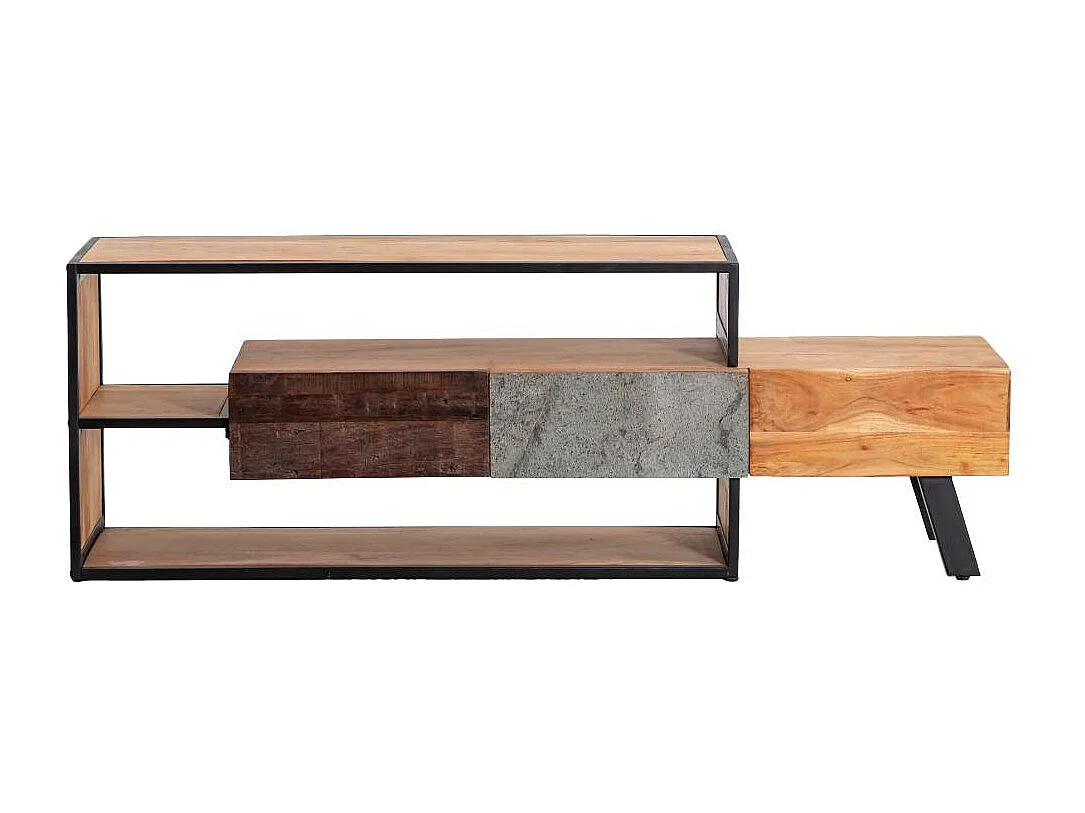 Mueble de TV de madera de acacia Ernest con almacenamiento y diseño minimalista