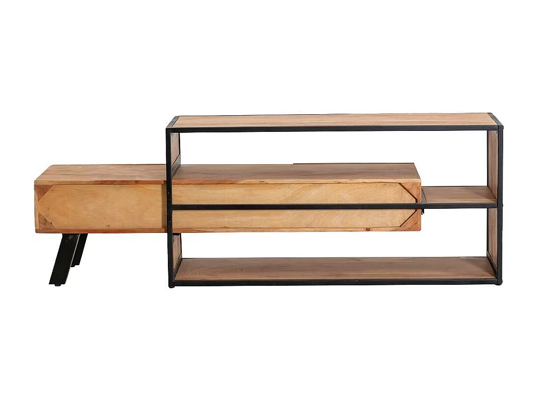 Mueble de TV de madera de acacia Ernest con almacenamiento y diseño minimalista