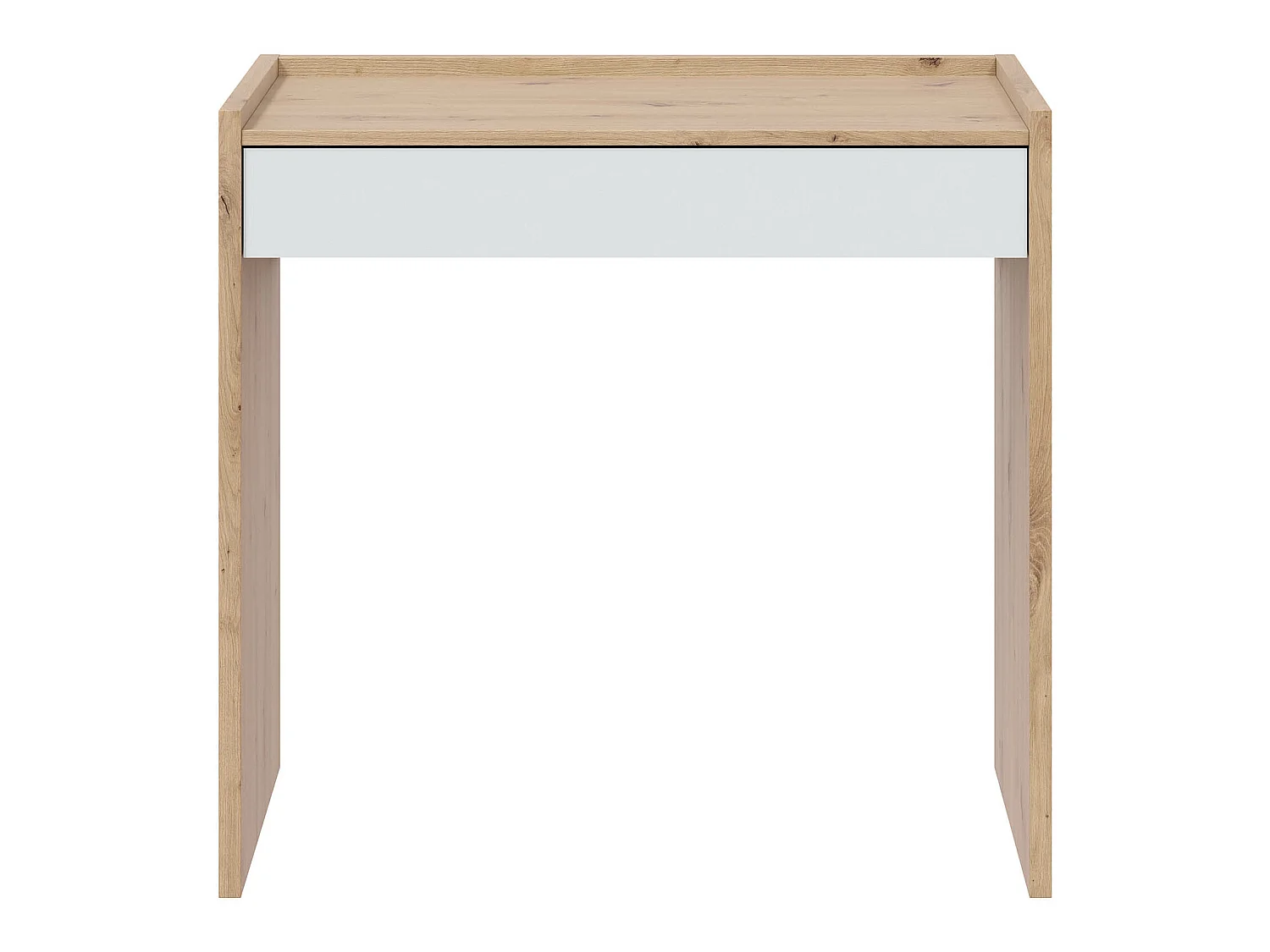 Bureau en mélaminé coloris blanc artik et chêne - Hauteur 81 x Longueur 77 cm x Profondeur 40 cm