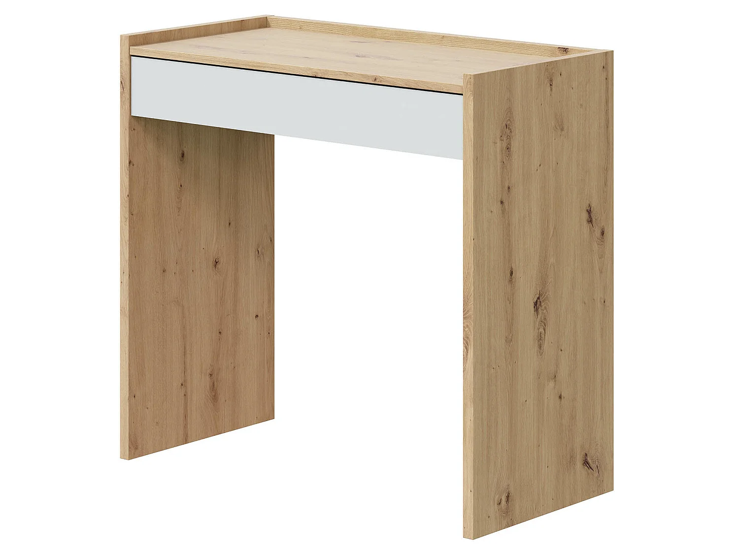 Bureau en mélaminé coloris blanc artik et chêne - Hauteur 81 x Longueur 77 cm x Profondeur 40 cm