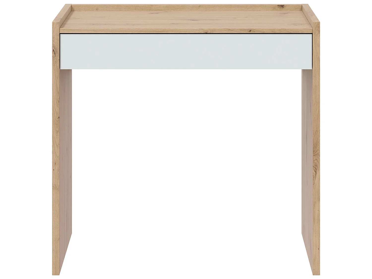 Bureau en mélaminé coloris blanc artik et chêne - Hauteur 81 x Longueur 77 cm x Profondeur 40 cm