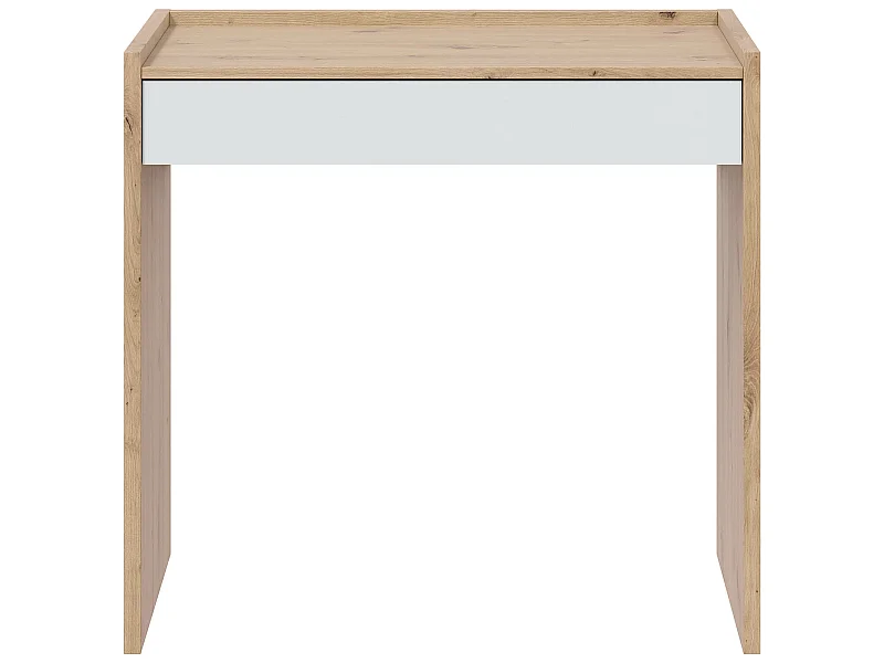 Bureau en mélaminé coloris blanc artik et chêne - Hauteur 81 x Longueur 77 cm x Profondeur 40 cm