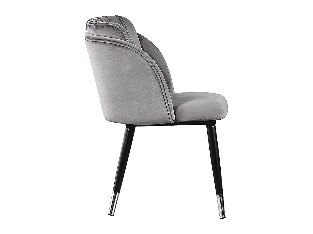 MILANO - Lot de 4 Chaises de Salle à Manger en Velours - Style Vintage - Gris