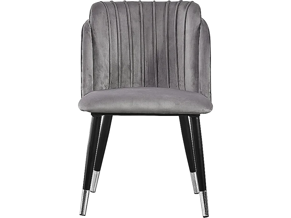 MILANO - Lot de 4 Chaises de Salle à Manger en Velours - Style Vintage - Gris