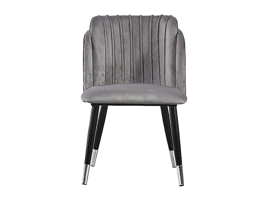 MILANO - Lot de 2 Chaises de Salle à Manger en Velours - Style Vintage - Gris