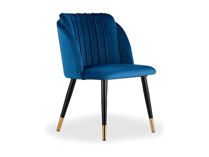 MILANO - Lot de 2 Chaises de Salle à Manger en Velours - Style Vintage - Bleu