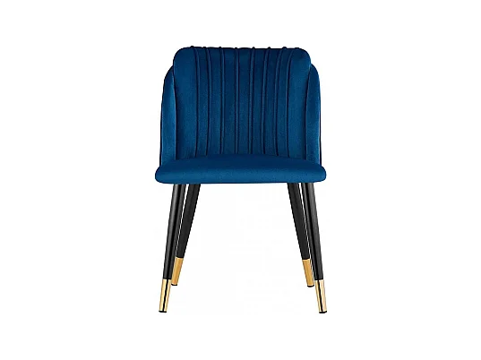 MILANO - Lot de 2 Chaises de Salle à Manger en Velours - Style Vintage - Bleu