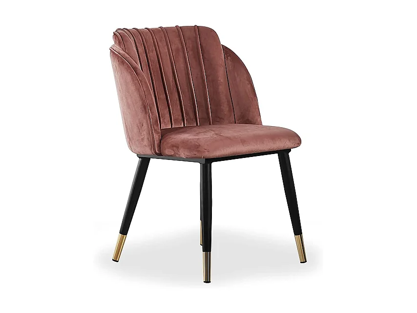 MILANO - Lot de 2 Chaises de Salle à Manger en Velours - Style Vintage - Rose