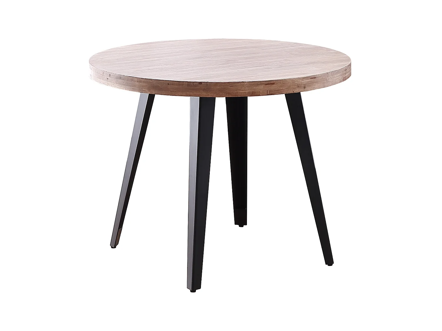 Table à manger ronde en bois coloris chêne miel pieds noir - diamètre 100 x hauteur 76 cm