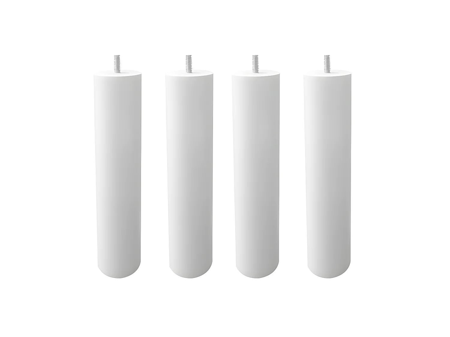 Lot de 4 pieds de meuble blanc 25x6 rond bois de hêtre - PIEDS DE LIT