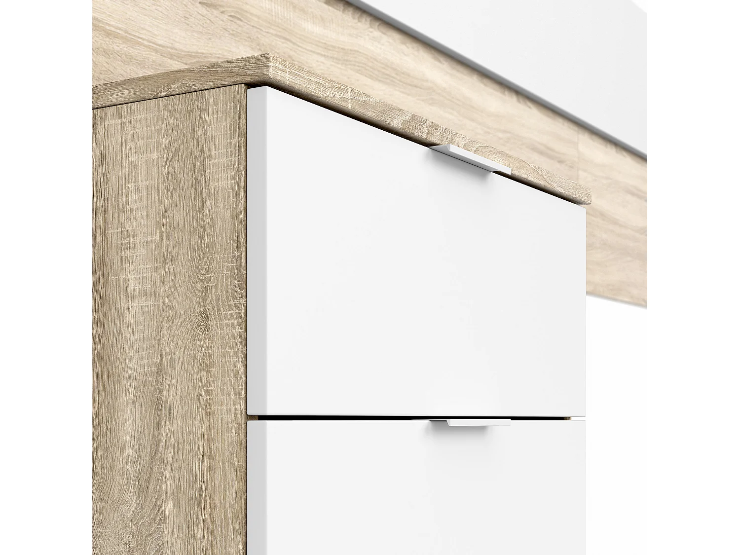 Tête de lit en mélamine avec 2 chevets coloris chêne canadian blanc artik - Hauteur 95 x Longueur 247 cm x Profondeur 38 cm