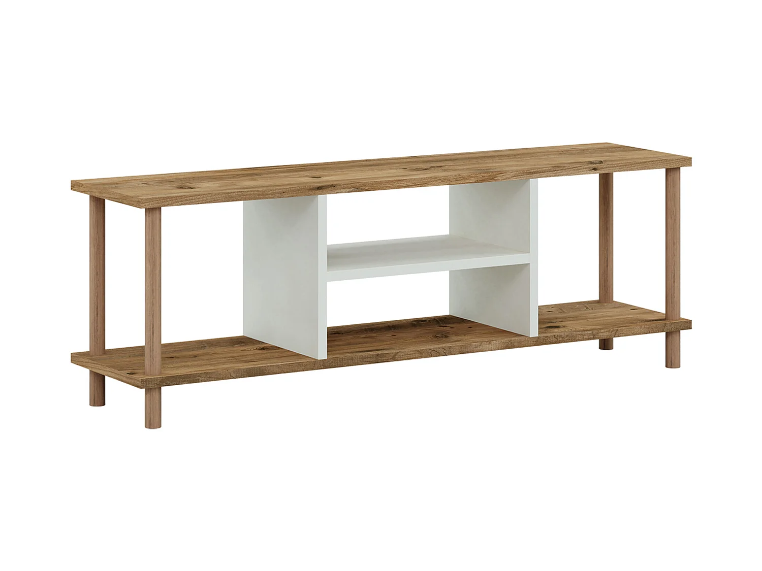 Meuble TV Ærøskøbing avec espace de rangement 43 x 120 x 29 cm effet bois / blanc [en.casa]