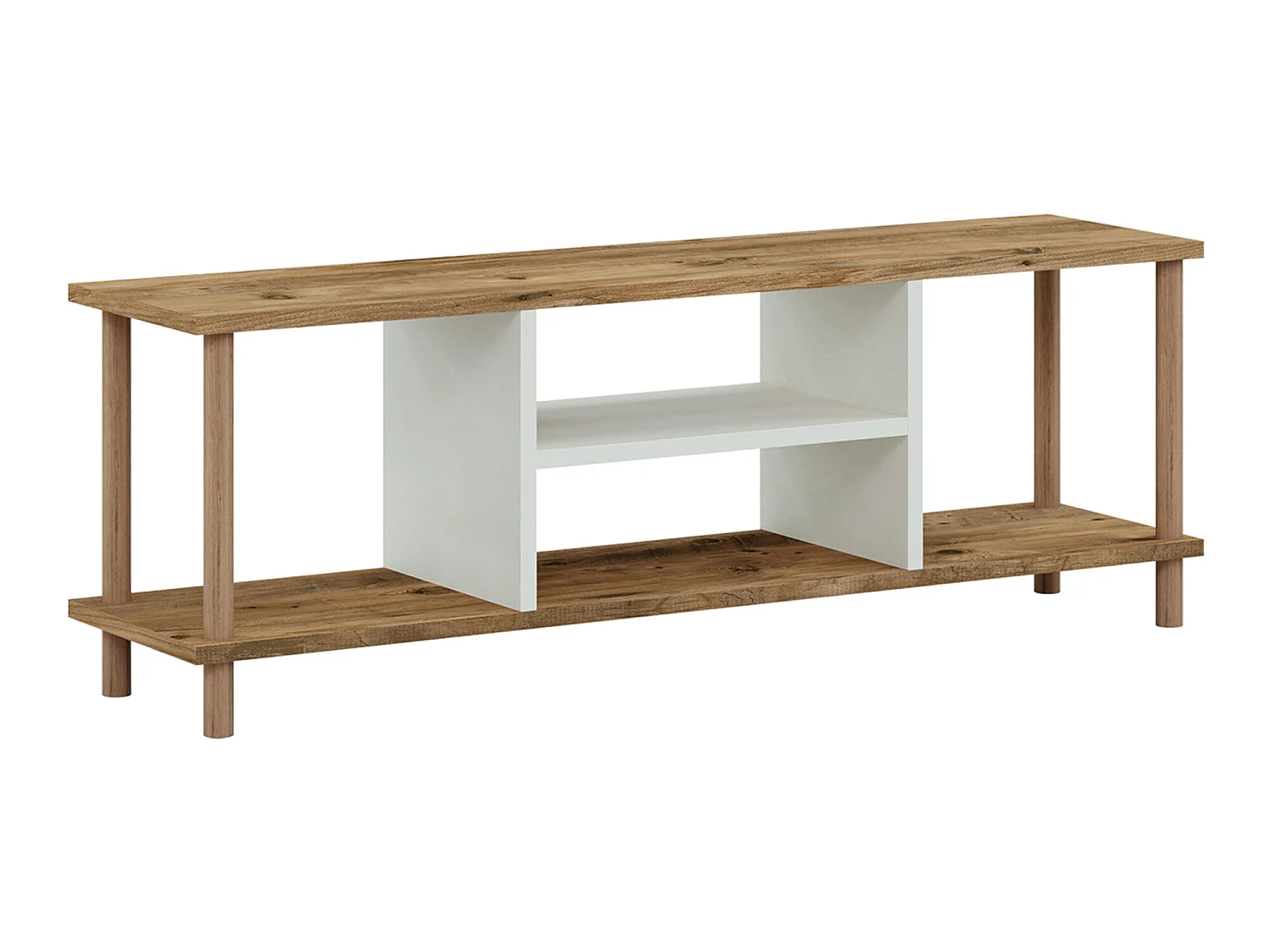 Meuble TV Ærøskøbing avec espace de rangement 43 x 120 x 29 cm effet bois / blanc [en.casa]