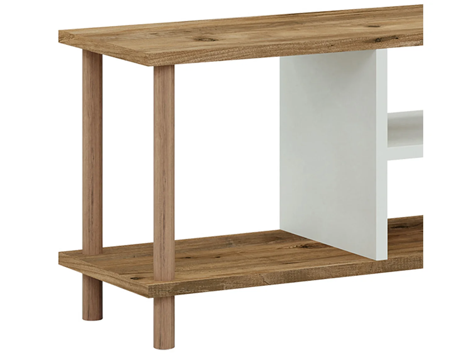 Meuble TV Ærøskøbing avec espace de rangement 43 x 120 x 29 cm effet bois / blanc [en.casa]