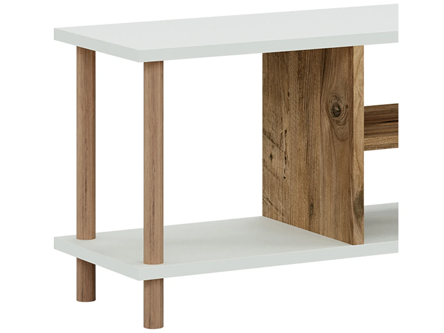 Meuble TV Ærøskøbing avec espace de rangement 43 x 120 x 29 cm blanc / effet bois [en.casa]