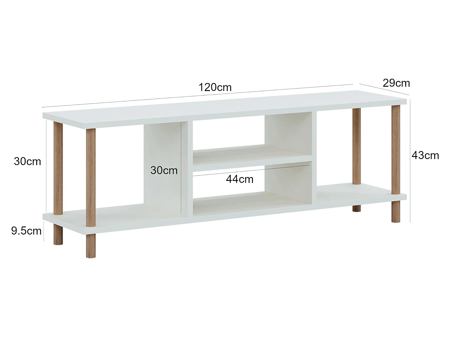 Meuble TV Ærøskøbing avec espace de rangement 43 x 120 x 29 cm blanc [en.casa]