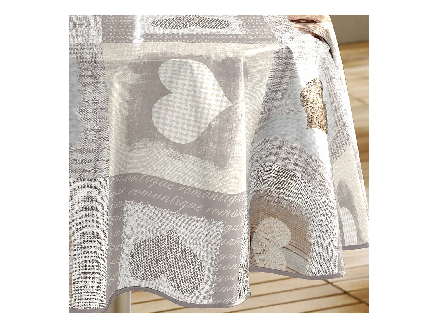 Mantel redondo de PVC "corazones"