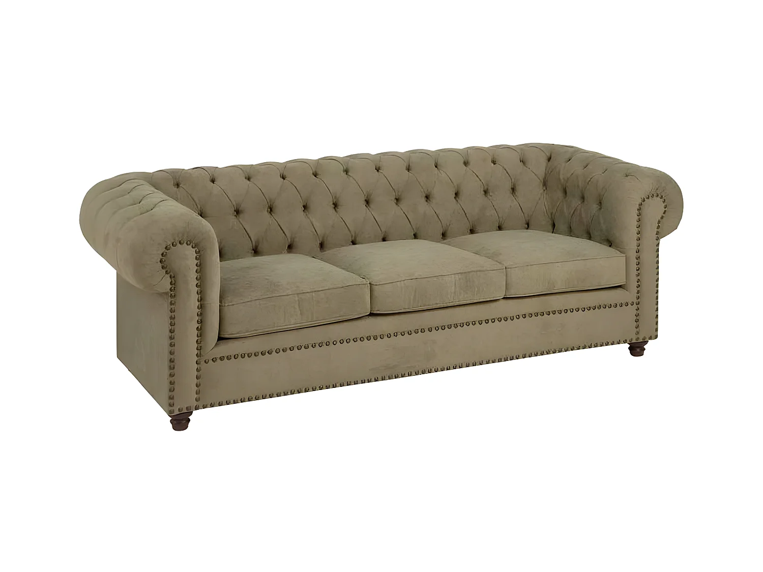 Canapé 3 places Chesterfield Vert Olive - PAOLA
