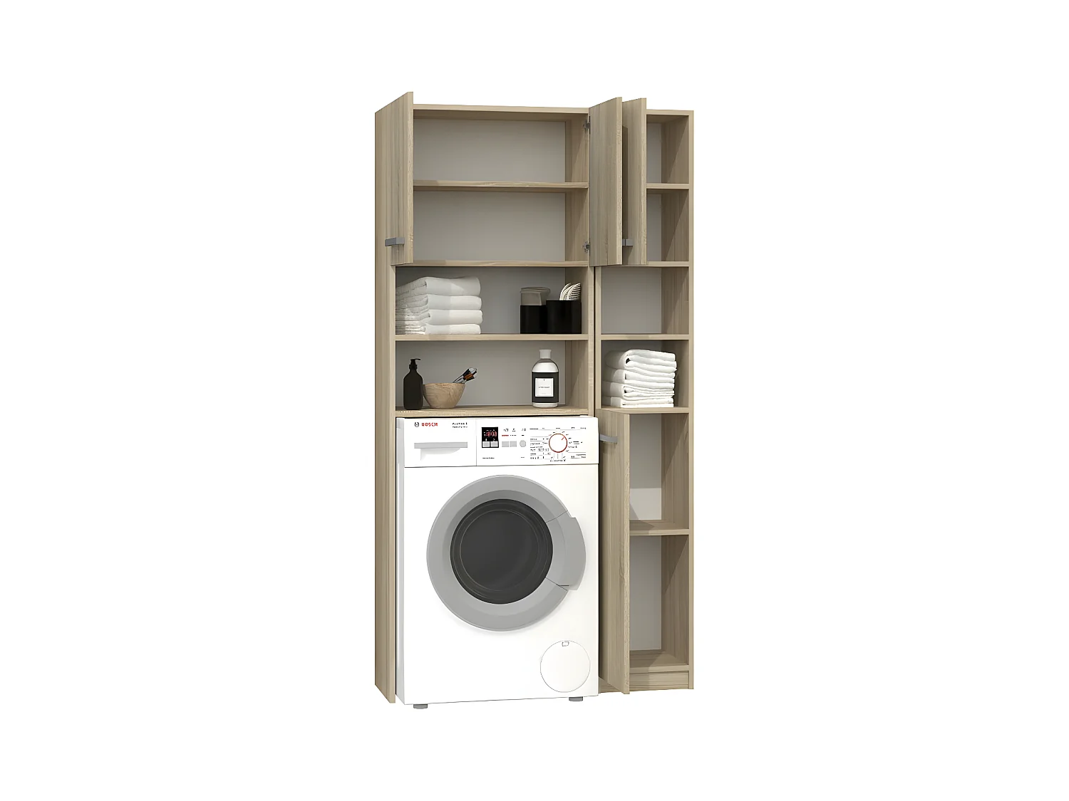 MAROL - Set da bagno in stile moderno - 96x30x183 - 4 ante+4 ripiani