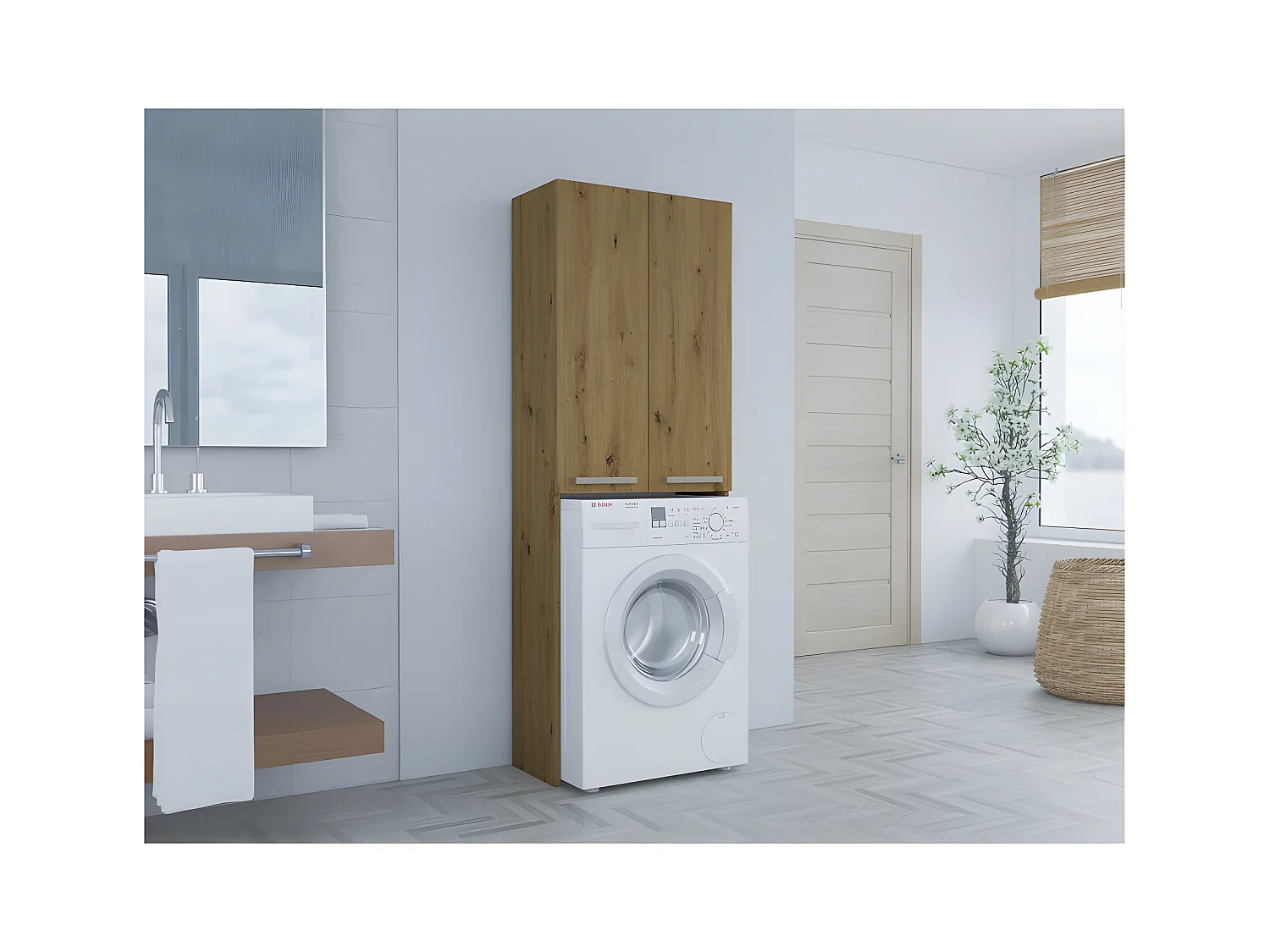 COMO - Mueble para lavadora de estilo moderno - 183x64x30 - 2 puertas+4 baldas