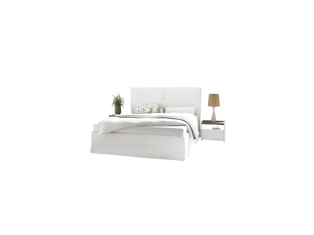 Cadre + Tête de lit 180*200 cm Simili cuir Blanc - ANIECE n°1