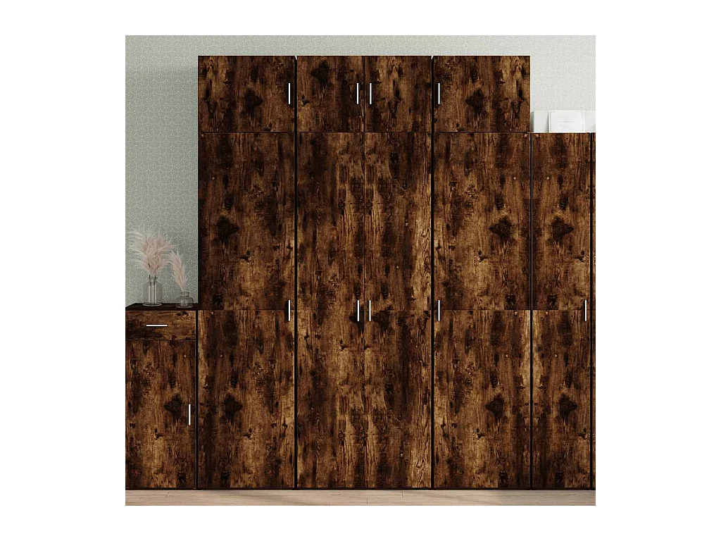 Armoire de rangement chêne fumé 70x42,5x225cm bois d'ingénierie