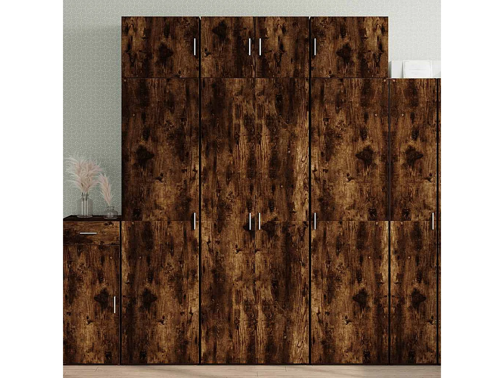 Armoire de rangement chêne fumé 70x42,5x225cm bois d'ingénierie