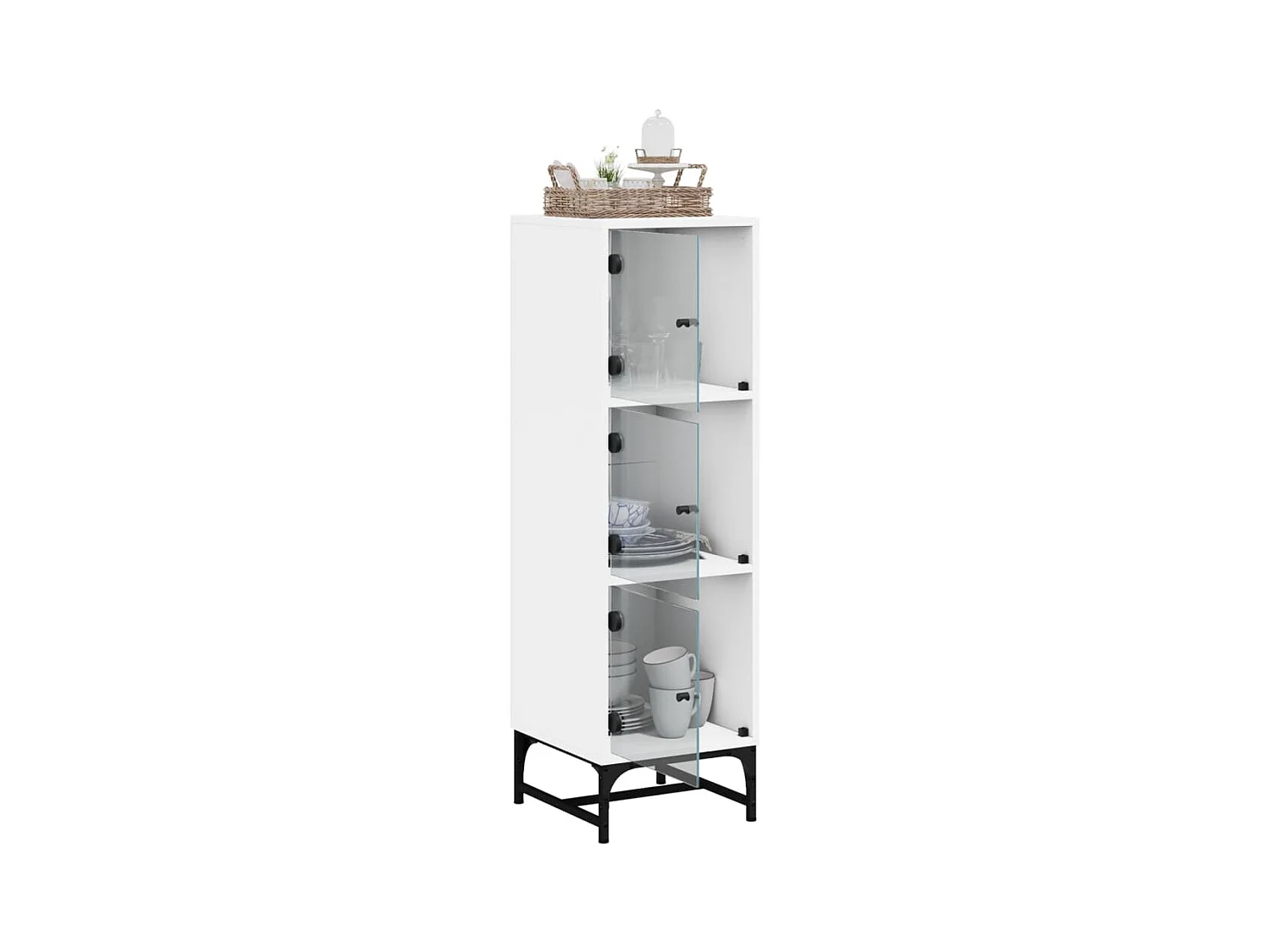 Buffet avec portes en verre blanc 35x37x120 cm