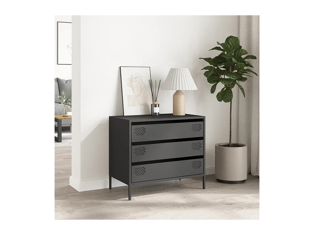 Buffet noir 68x39x58,5 cm acier laminé à froid