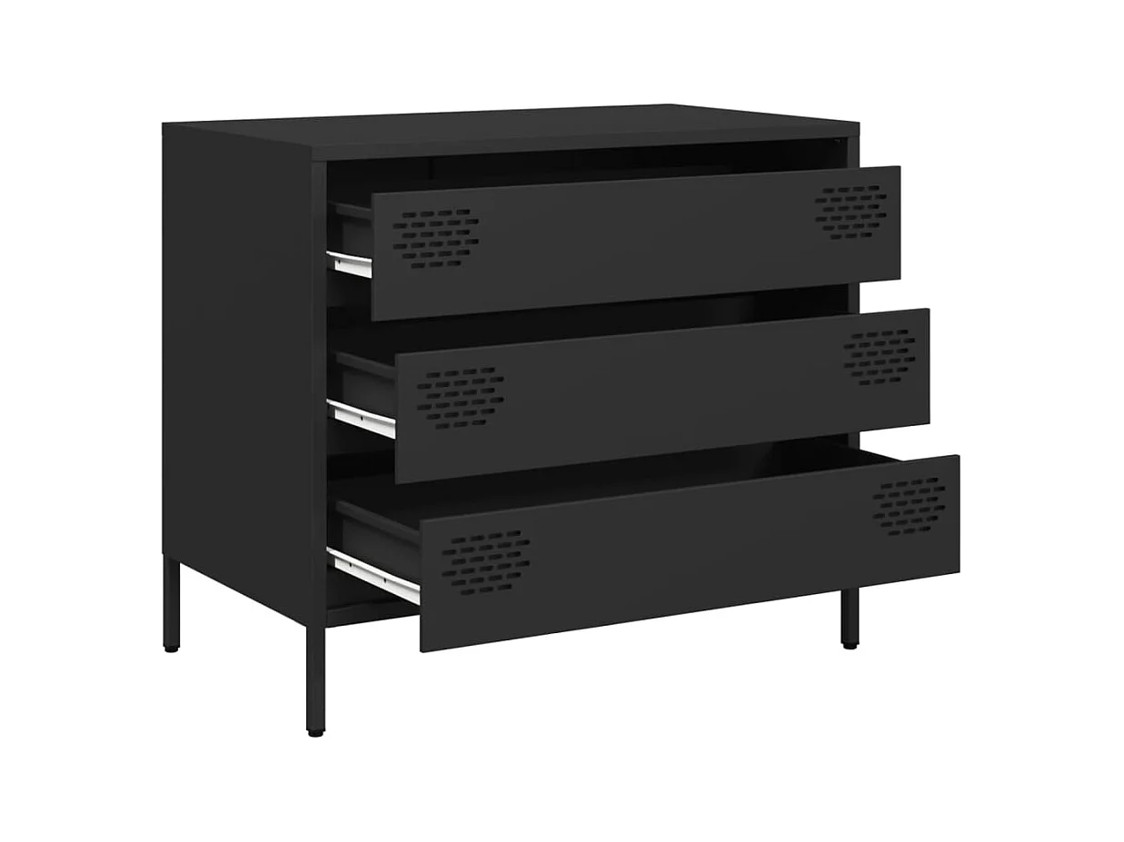 Buffet noir 68x39x58,5 cm acier laminé à froid