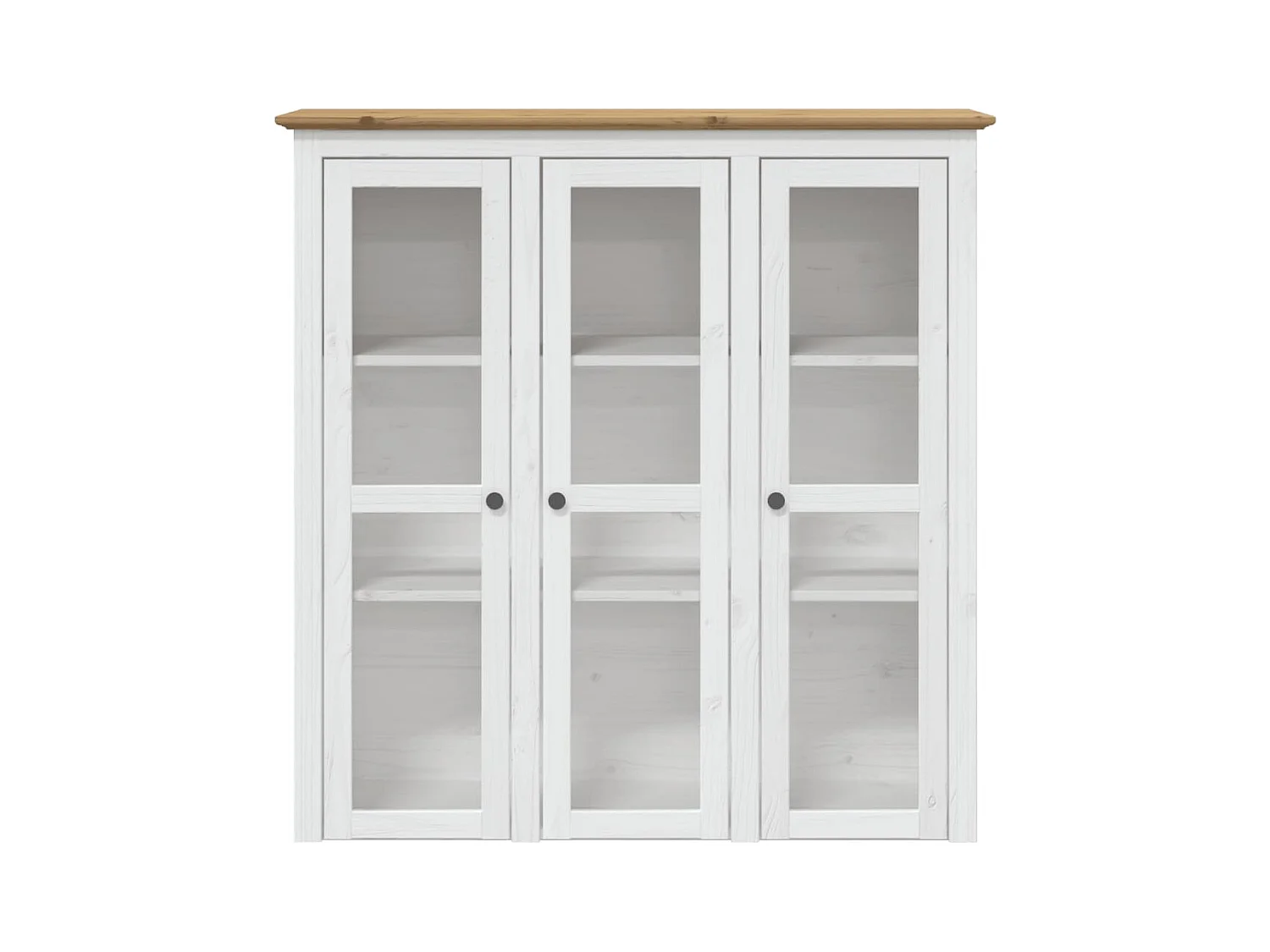 Armadio BODO bianco marrone con ante in vetro, legno massello di pino