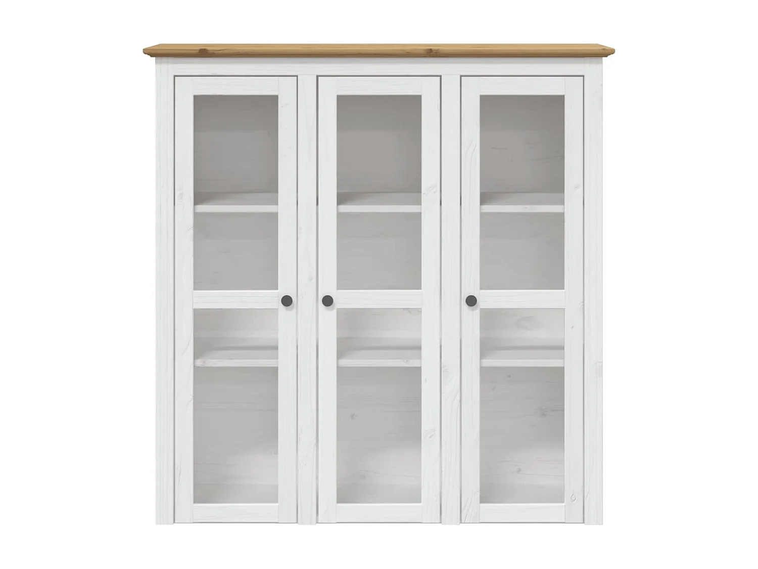 Armadio BODO bianco marrone con ante in vetro, legno massello di pino