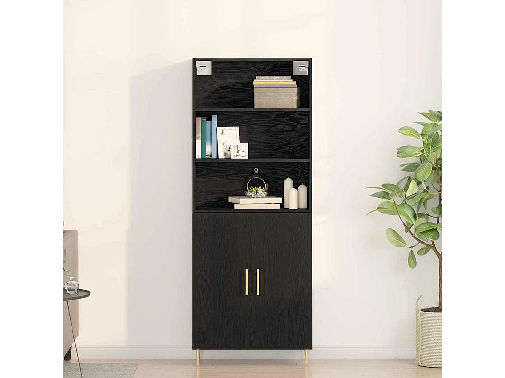 Zwarte eiken luidspreker 69,5x34x180 cm bewerkt hout