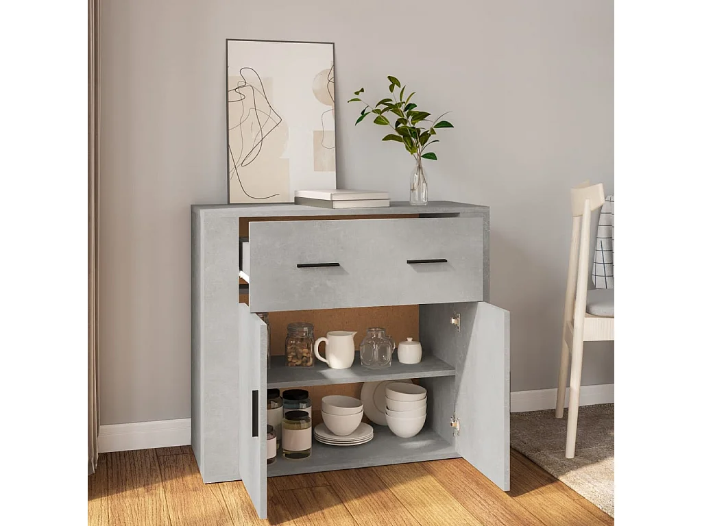 Buffet Gris béton 80x33x70 cm Bois d'ingénierie