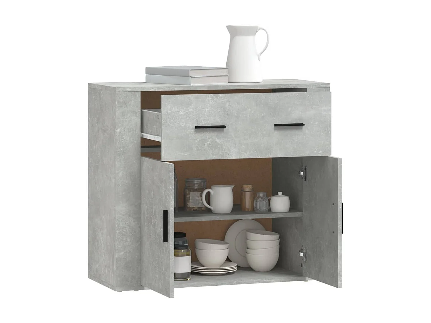 Buffet Gris béton 80x33x70 cm Bois d'ingénierie