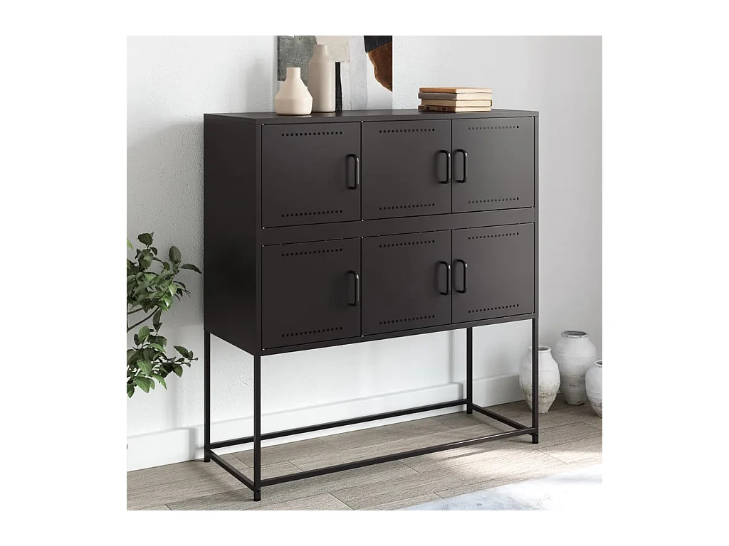 Buffet noir 100,5x39x107 cm acier