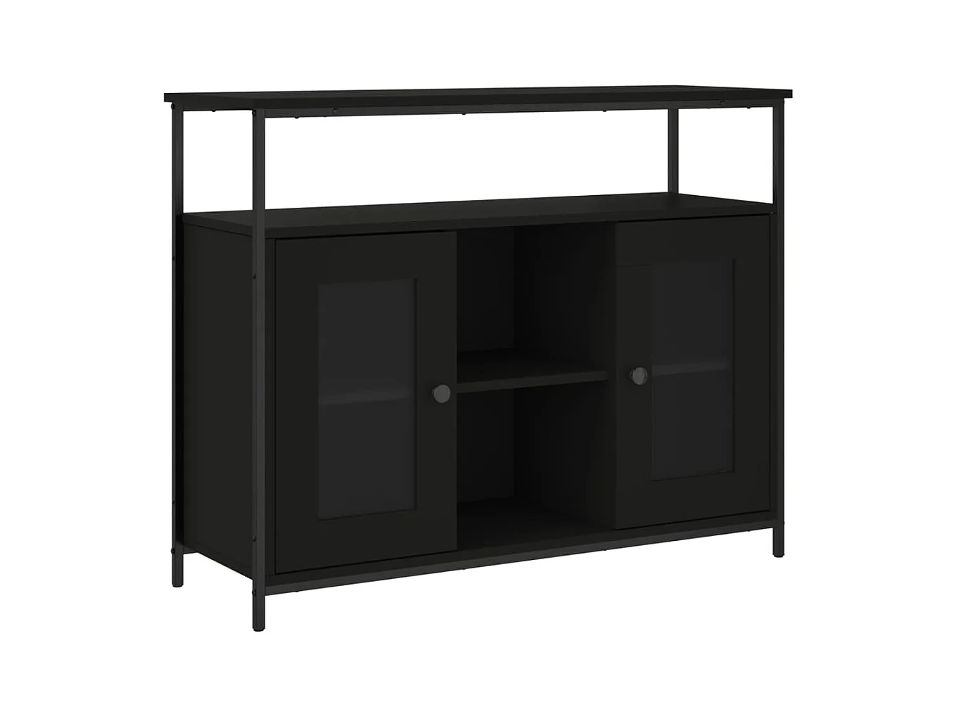 Buffet noir 100x35x80 cm bois d'ingénierie