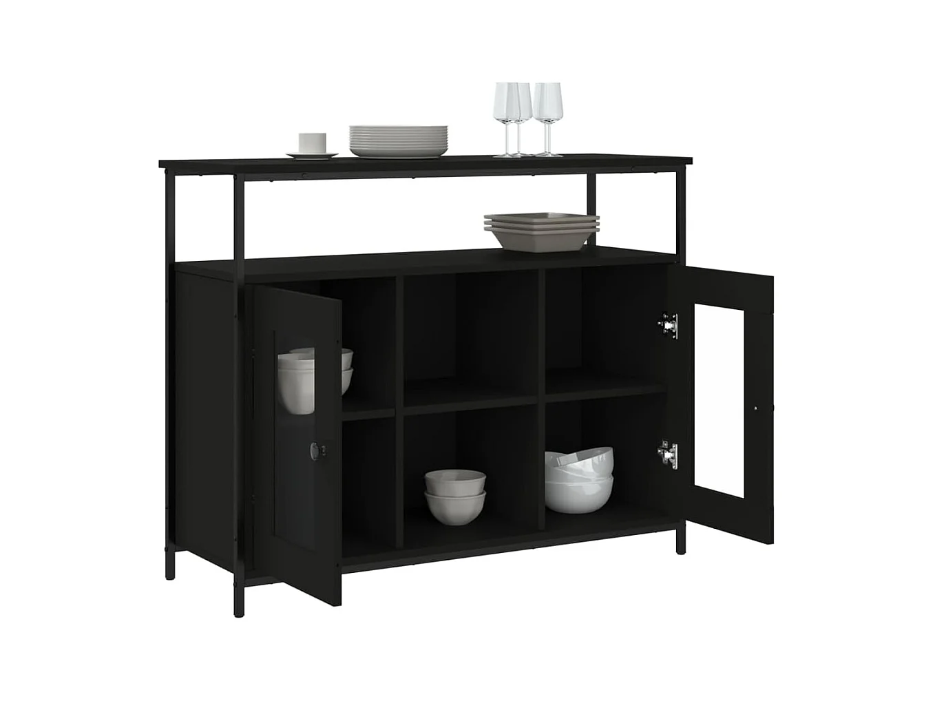 Buffet noir 100x35x80 cm bois d'ingénierie