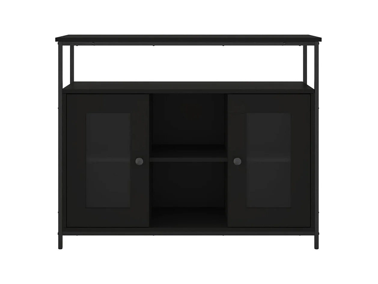 Buffet noir 100x35x80 cm bois d'ingénierie