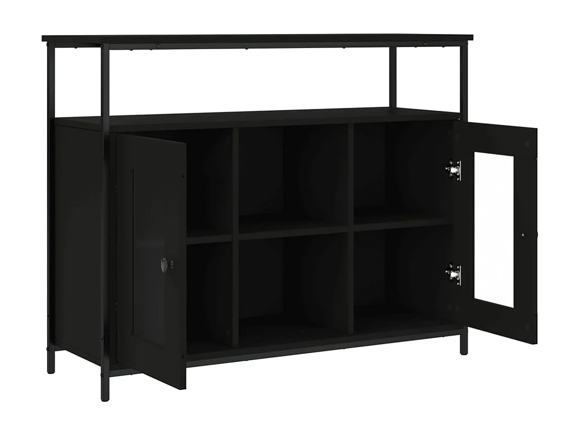 Buffet noir 100x35x80 cm bois d'ingénierie