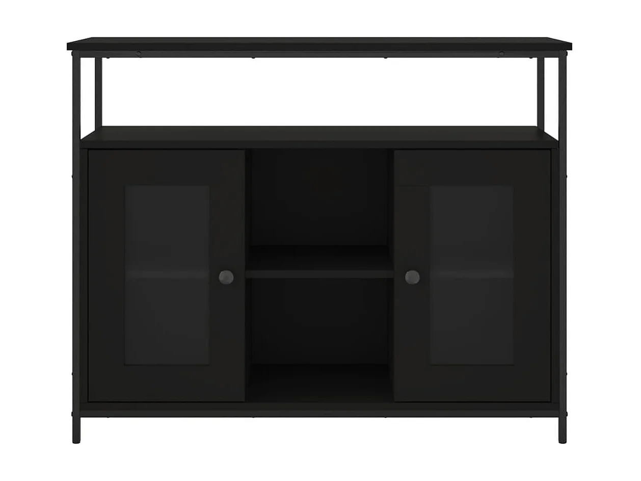 Buffet noir 100x35x80 cm bois d'ingénierie