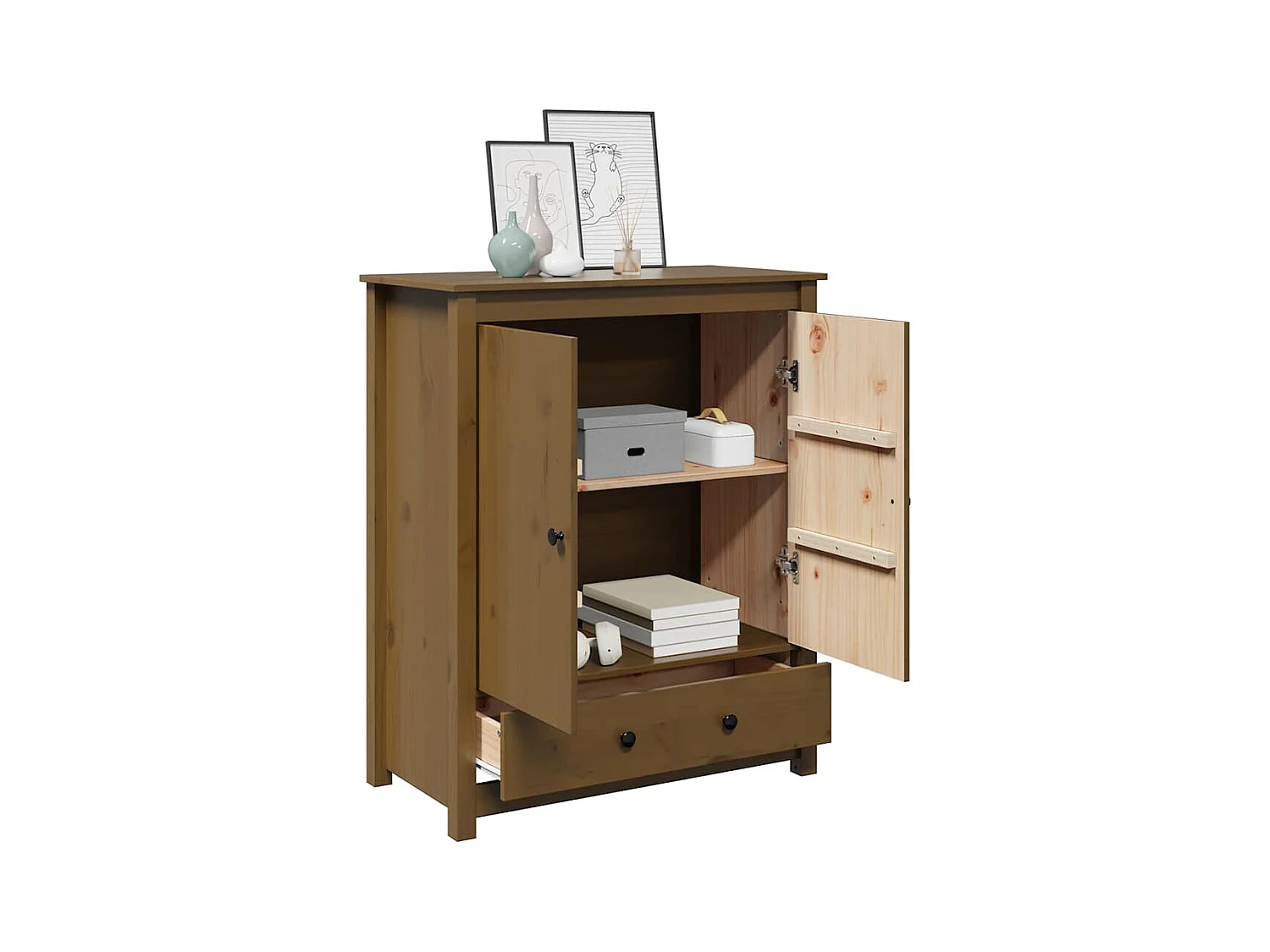 Buffet Marron miel 83x41,5x100 cm Bois massif de pin