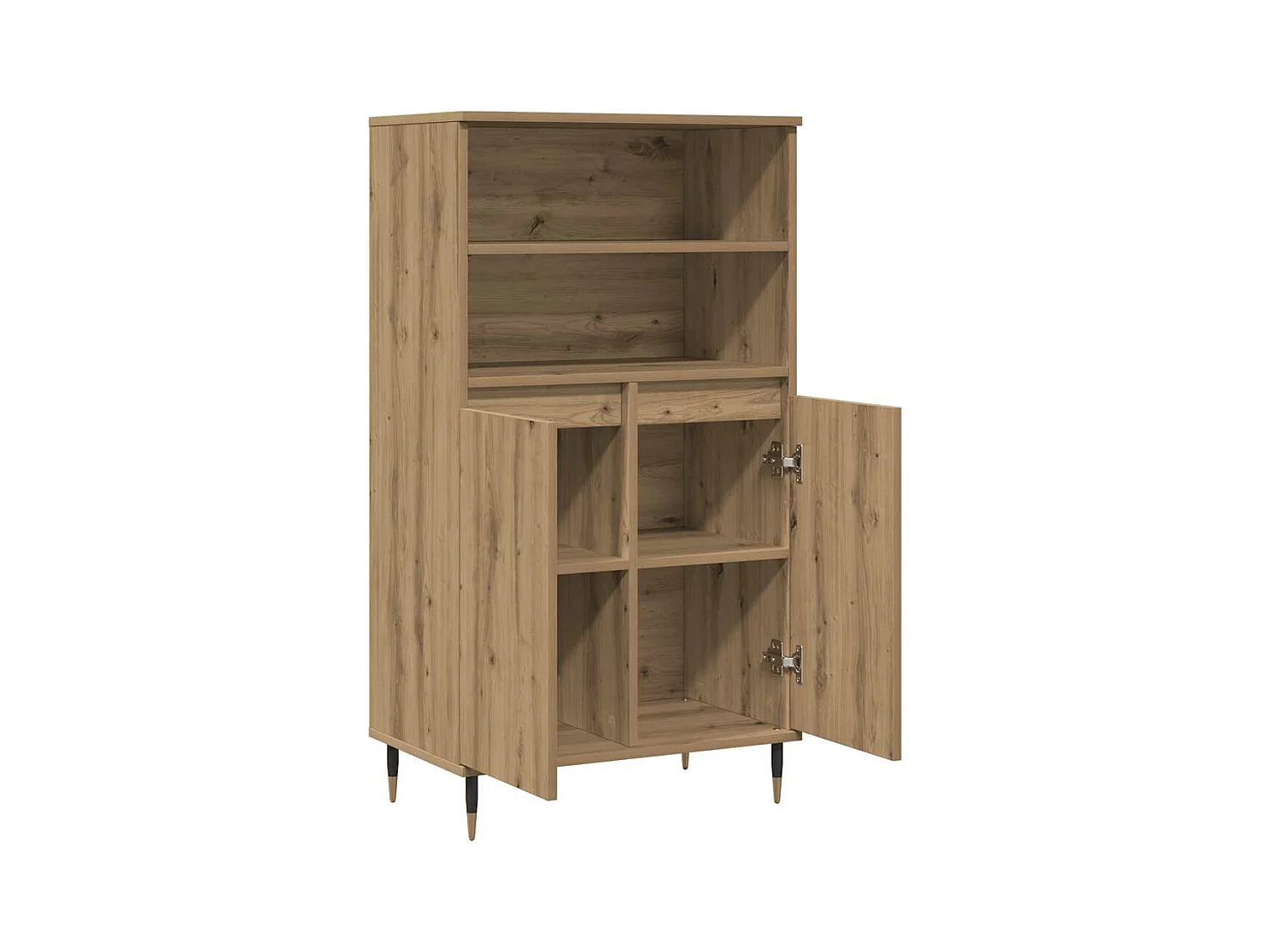 Buffet haut chêne artisanal 60x36x110 cm bois d'ingénierie