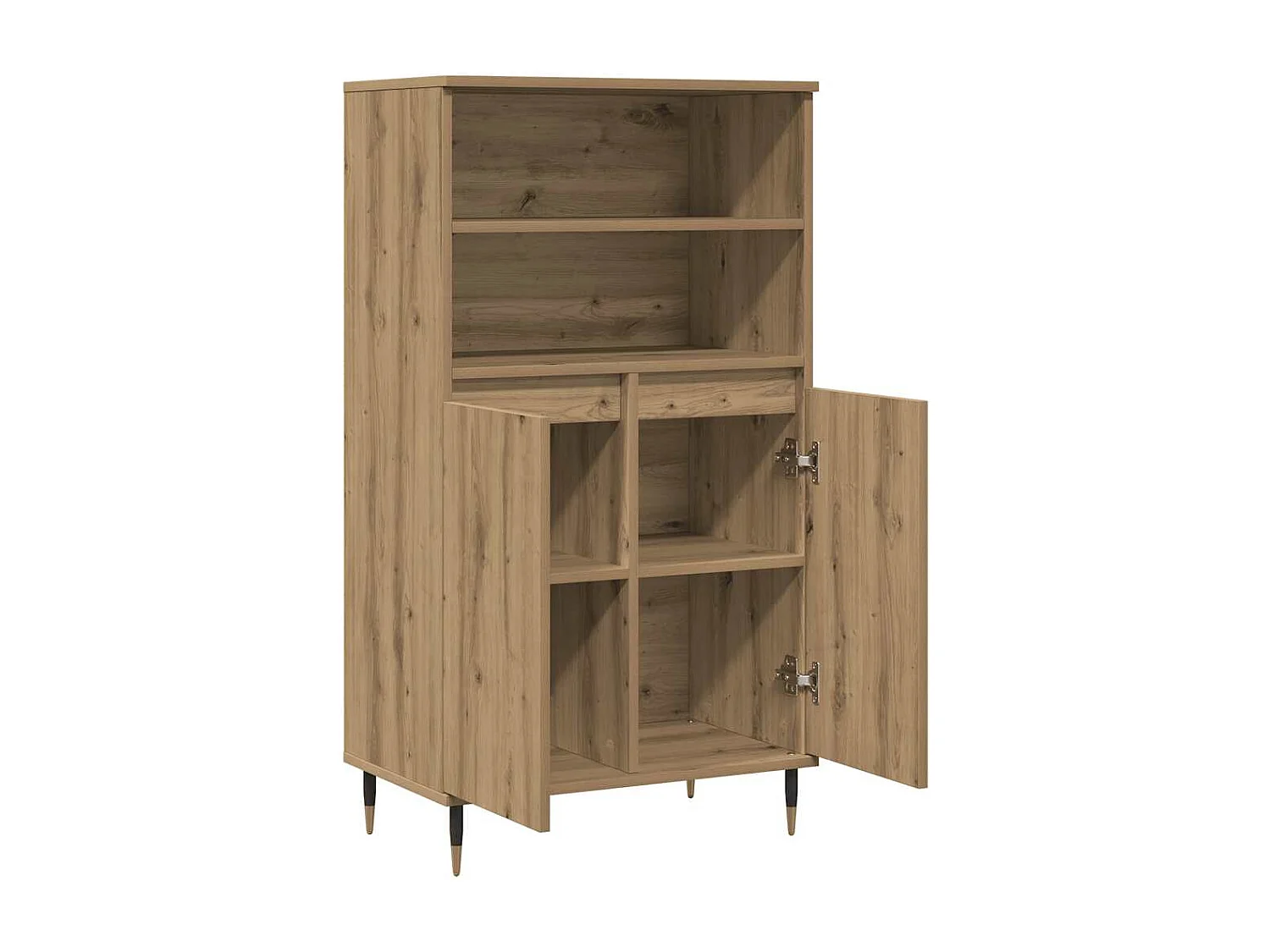 Buffet haut chêne artisanal 60x36x110 cm bois d'ingénierie
