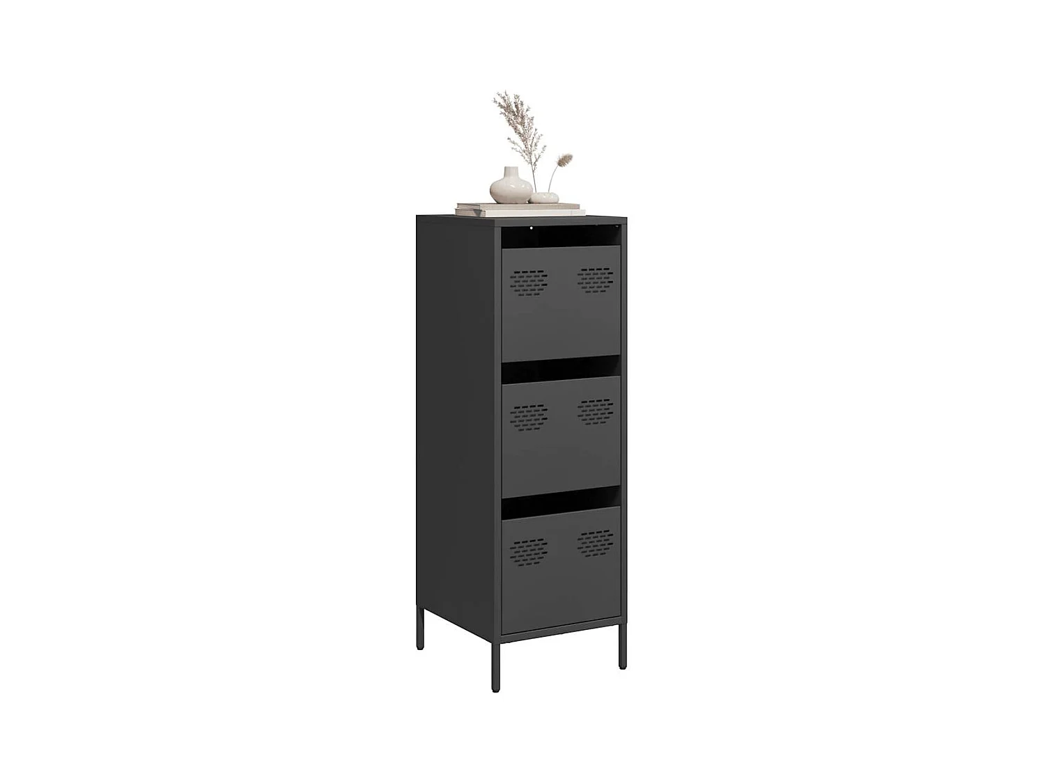 Buffet haut noir 39x35x103,5 cm acier